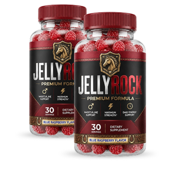 Jelly Rock male vitality gummy bottles, Blue Raspberry flavor